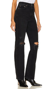 GRLFRND Sara Super High Rise Slim Straight in Black