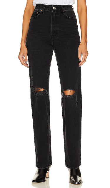 GRLFRND Sara Super High Rise Slim Straight in Black - GRLFRND Sara - Pantalon droit slim taille très haute en noir - GRLFRND Sara 黑色超高腰修身直筒裤 - GRLFRND Sara Super High Rise Slim Straight in Schwarz - GRLFRND 사라 슈퍼 하이 라이즈 슬림 스트레이트 컬러 - GRLFRND Sara slim a vita alta super dritta in nero