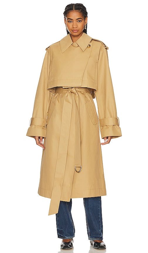 GRLFRND The Convertible Trench Coat in Tan