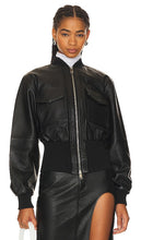 GRLFRND The Cropped Leather Bomber in Black