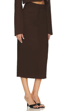 GRLFRND The Trouser Midi Skirt in Brown