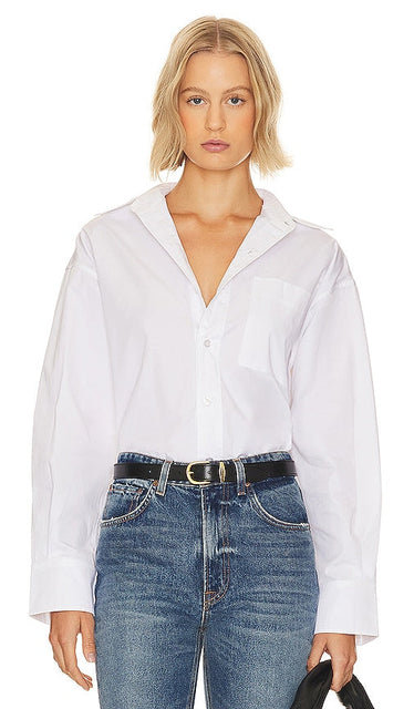GRLFRND x Lindsi Lane Button Down Shirt in White - GRLFRND x Lindsi Lane - Chemise boutonnée en blanc - GRLFRND x Lindsi Lane 白色纽扣衬衫 - GRLFRND x Lindsi Lane Button-Down-Hemd in Weiß - GRLFRND x Lindsi Lane 버튼다운 셔츠화이트 색상 - Camicia abbottonata GRLFRND x Lindsi Lane in bianco