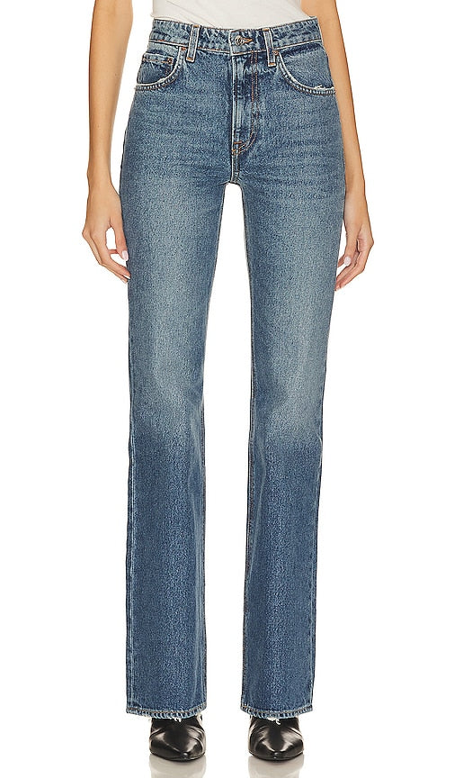 GRLFRND x Lindsi Lane Melanie Petite High Rise Boot Cut in Blue - GRLFRND x Lindsi Lane - Melanie Petite - Bottines taille haute - Bleu - GRLFRND x Lindsi Lane Melanie 娇小蓝色高腰靴型 - GRLFRND x Lindsi Lane Melanie Petite High Rise Boot Cut in Blau - GRLFRND x Lindsi Lane 멜라니 쁘띠 하이라이즈 부츠컷 블루 색상 - GRLFRND x Lindsi Lane Melanie Petite stivale alto a vita alta tagliato in blu