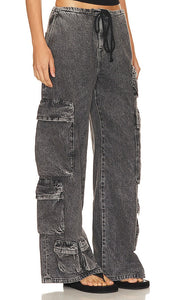 GRLFRND x Lindsi Lane Romee Drawcord Cargo Pant in Black