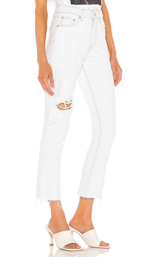 GRLFRND Karolina High Rise Straight Crop in Blue
