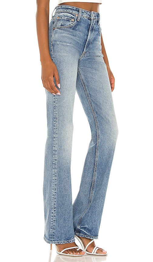 GRLFRND Melanie High Rise Boot Cut in Blue