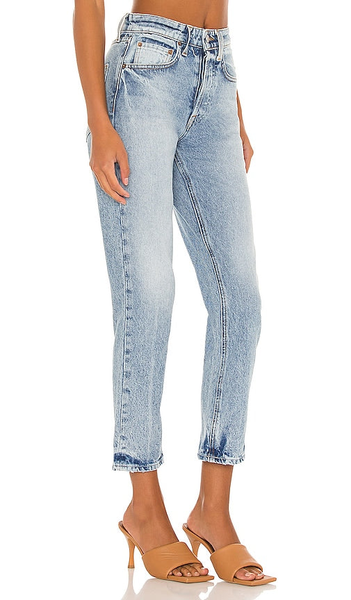 GRLFRND Karolina High Rise Straight Crop in Blue