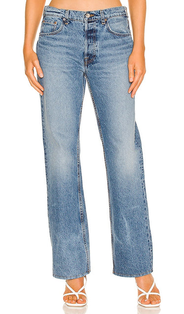 GRLFRND Courtney Low Rise Boot in Denim-Medium - GRLFRND Courtney Botte taille basse en denim-moyen - GRLFRND Courtney 中号牛仔布低腰靴 - GRLFRND Courtney Low Rise Boot in Denim-Medium - GRLFRND Courtney 로우라이즈 부츠 데님 미디엄 소재 - GRLFRND Stivale Courtney a vita bassa in denim-medio