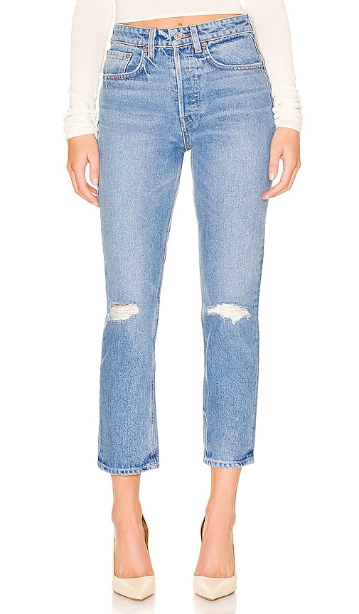 GRLFRND Karolina High Rise Straight Crop in Blue - GRLFRND Karolina - Short droit taille haute en bleu - GRLFRND Karolina 高腰直筒短款蓝色 - GRLFRND Karolina High Rise Straight Crop in Blau - GRLFRND Karolina 하이라이즈 스트레이트 크롭 색상 - GRLFRND Karolina Crop dritto a vita alta in blu