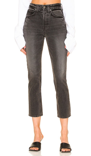 GRLFRND Karolina High Rise Straight Crop in Black - GRLFRND Karolina - Short droit taille haute en noir - GRLFRND Karolina 黑色高腰直筒短款 - GRLFRND Karolina High Rise Straight Crop in Schwarz - GRLFRND Karolina 하이라이즈 스트레이트 크롭 색상 - GRLFRND Karolina Crop dritto a vita alta in nero