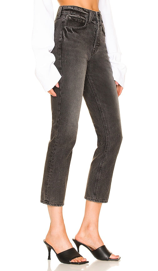 GRLFRND Karolina High Rise Straight Crop in Black