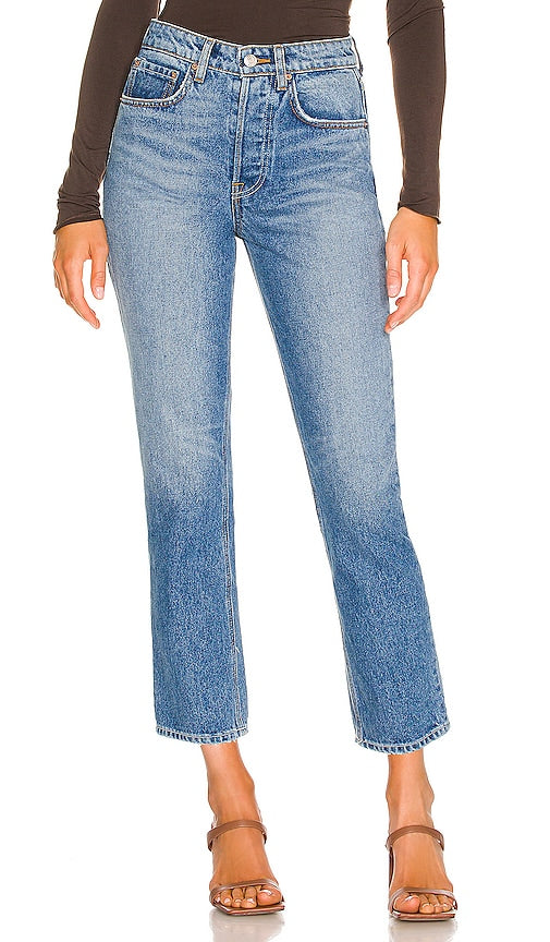 GRLFRND Karolina High Rise Straight Crop in Blue - GRLFRND Karolina - Short droit taille haute en bleu - GRLFRND Karolina 高腰直筒短款蓝色 - GRLFRND Karolina High Rise Straight Crop in Blau - GRLFRND Karolina 하이라이즈 스트레이트 크롭 색상 - GRLFRND Karolina Crop dritto a vita alta in blu