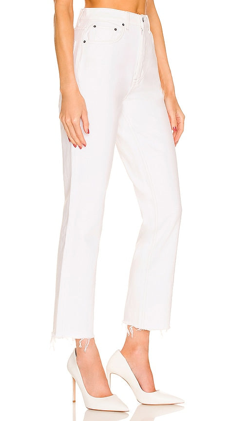 GRLFRND Cassidy Mid Rise Straight in White