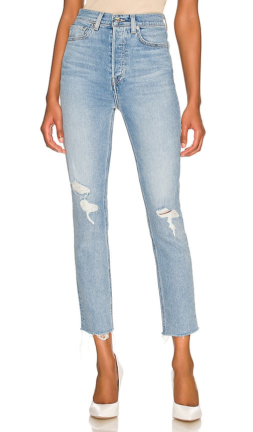 GRLFRND Piper Super High Rise Slim in Blue - GRLFRND Piper - Coupe slim taille très haute - Bleu - GRLFRND Piper 超高腰修身蓝色 - GRLFRND Piper Super High Rise Slim in Blau - GRLFRND 파이퍼 슈퍼 하이라이즈 슬림 블루 색상 - GRLFRND Piper vita super alta slim in blu