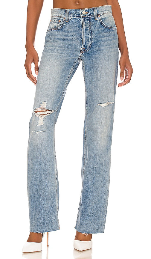 GRLFRND Courtney Low Rise Loose Boot in Blue - GRLFRND - Courtney - Bottines amples taille basse - Bleu - GRLFRND Courtney 蓝色低腰宽松靴子 - GRLFRND Courtney Low Rise Loose Boot in Blau - GRLFRND Courtney 로우라이즈 루즈 부츠 블루 색상 - GRLFRND Stivaletto ampio a vita bassa Courtney in blu
