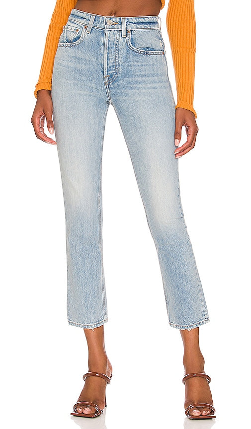 GRLFRND Karolina High Rise Straight Crop in Blue - GRLFRND Karolina - Short droit taille haute en bleu - GRLFRND Karolina 高腰直筒短款蓝色 - GRLFRND Karolina High Rise Straight Crop in Blau - GRLFRND Karolina 하이라이즈 스트레이트 크롭 색상 - GRLFRND Karolina Crop dritto a vita alta in blu