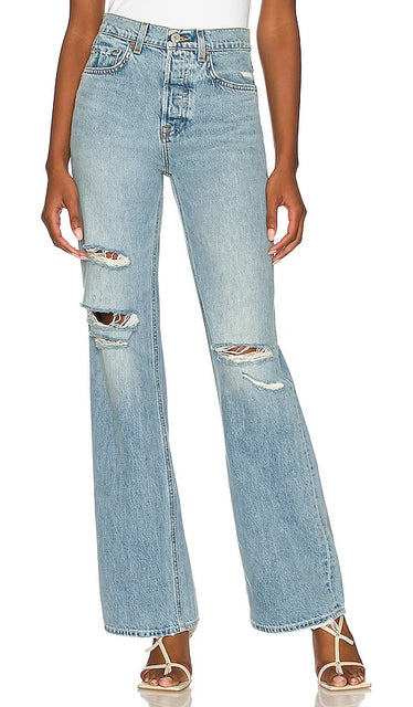 GRLFRND Brooklyn High Rise Straight in Blue