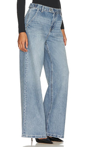 GRLFRND x Maggie MacDonald Leigh Mid Rise Denim Trouser in Blue