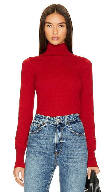 GRLFRND Merino Wool Turtleneck Sweater in Red - GRLFRND Pull à col roulé en laine mérinos en rouge - GRLFRND 红色美利奴羊毛高领毛衣 - GRLFRND Rollkragenpullover aus Merinowolle in Rot - GRLFRND 메리노 울 터틀넥 스웨터레드 색상 - GRLFRND Maglione dolcevita in lana merino in rosso