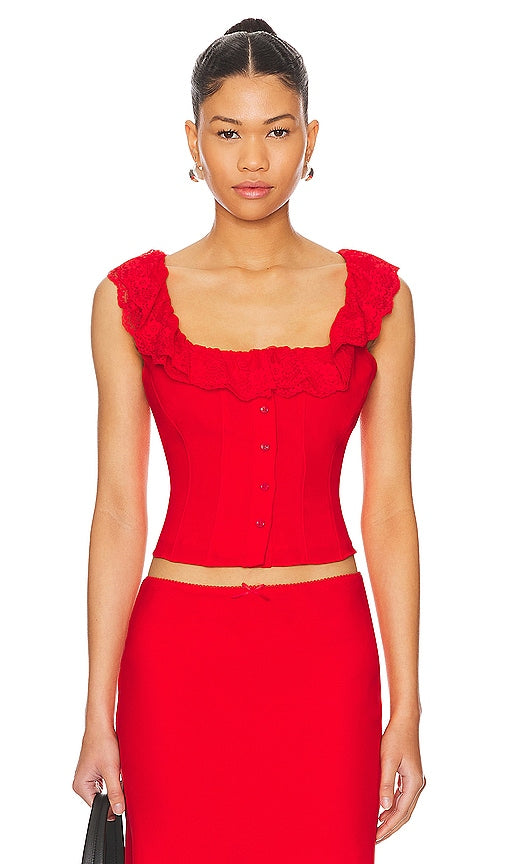 GUIZIO Paloma Top in Red - Haut Paloma GUIZIO en Rouge - GUIZIO Paloma 红色上衣 - GUIZIO Paloma Top in Rot - GUIZIO 팔로마 탑 - Maglia GUIZIO Paloma in rosso