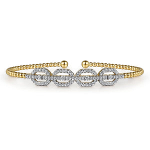 Gabriel & Co. Yellow Gold 1/2ctw Diamond Bujukan Linked Bangle Bracelet