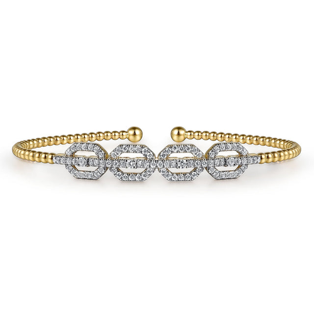 Gabriel & Co. Yellow Gold 1/2ctw Diamond Bujukan Linked Bangle Bracelet