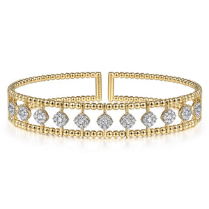 Gabriel & Co. Yellow Gold 3/4ctw Diamond Bujukan Cuff Bangle Bracelet