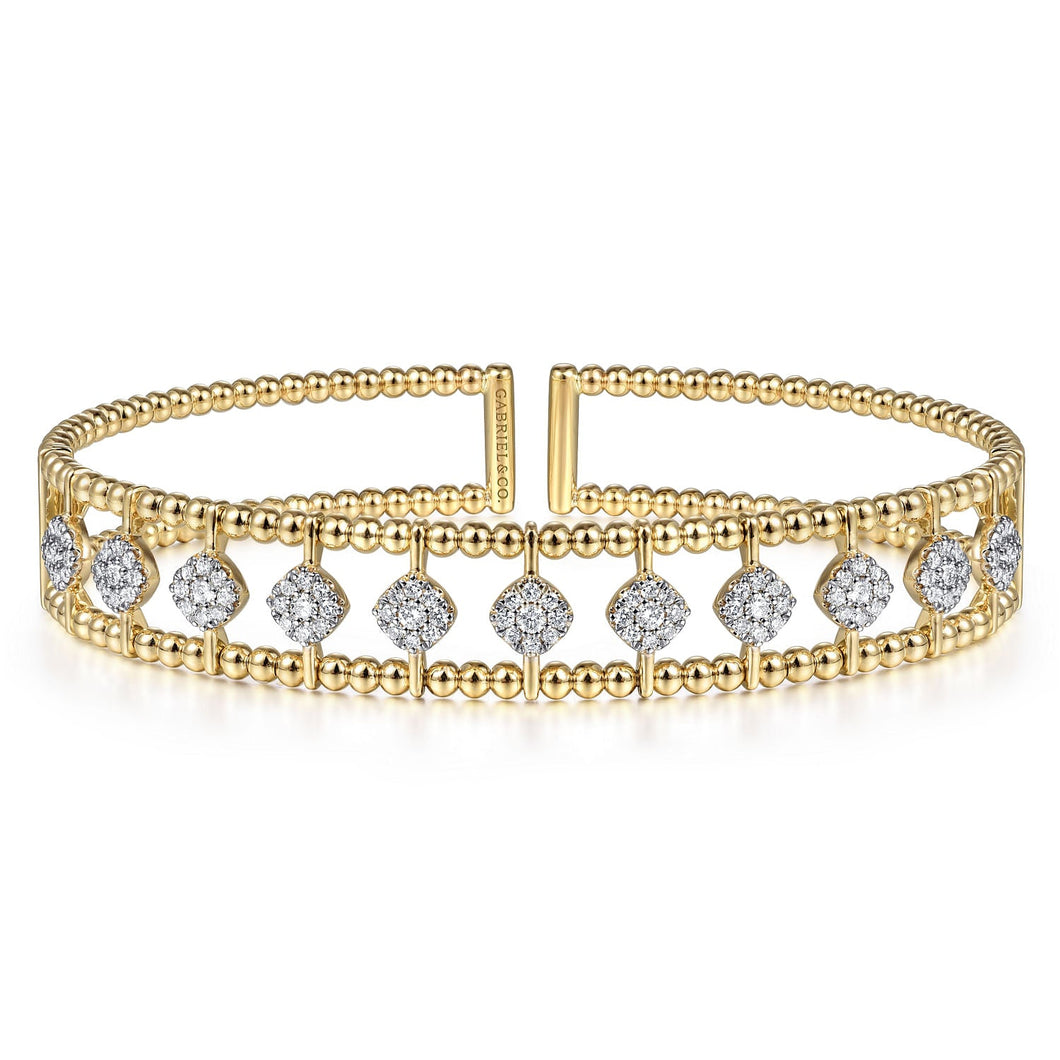 Gabriel & Co. Yellow Gold 3/4ctw Diamond Bujukan Cuff Bangle Bracelet