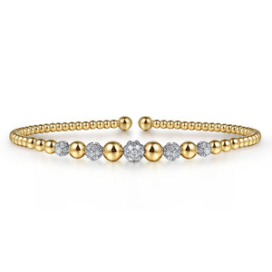 Gabriel & Co. Yellow and White Gold 3/8ctw Diamond Bujukan Stations Bangle Bracelet