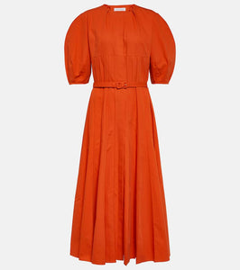 Gabriela Hearst Caden puff-sleeve cotton midi dress