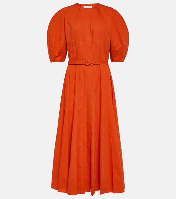 Gabriela Hearst Caden puff-sleeve cotton midi dress