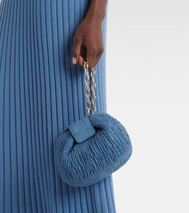 Gabriela Hearst Demi ruched denim wallet on chain