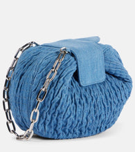 Gabriela Hearst Demi ruched denim wallet on chain