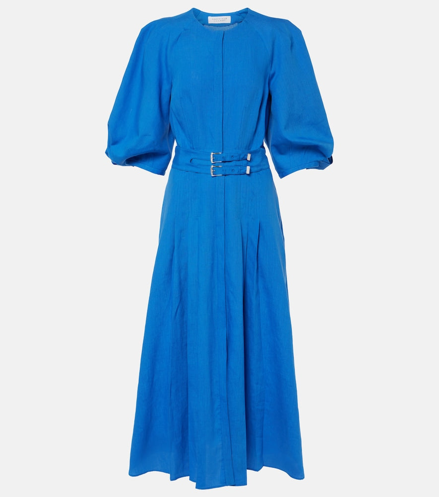 Gabriela Hearst Elea puff-sleeve linen maxi dress. Gabriela Hearst Elea 泡泡袖亚麻长裙
