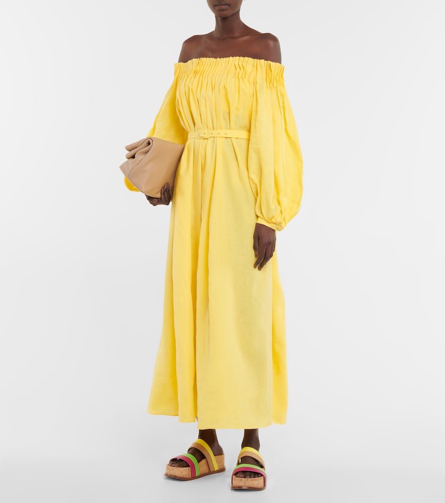 Gabriela Hearst Martha off-shoulder linen maxi dress