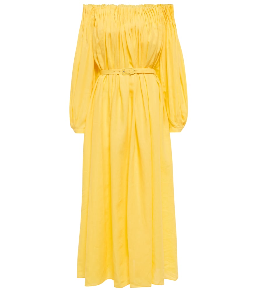Gabriela Hearst Martha off-shoulder linen maxi dress. Gabriela Hearst Martha 露肩亚麻长裙