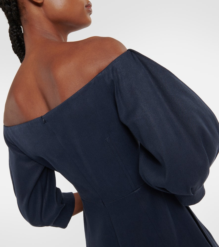 Gabriela Hearst Off-shoulder hemp and cotton midi dress