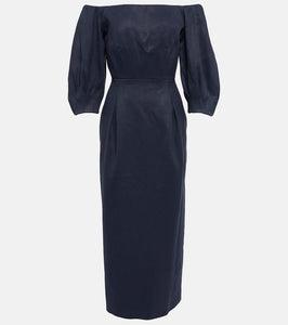 Gabriela Hearst Off-shoulder hemp and cotton midi dress