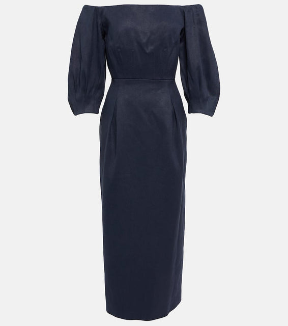 Gabriela Hearst Off-shoulder hemp and cotton midi dress