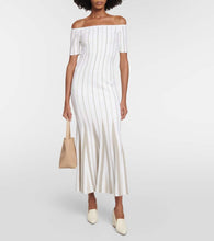 Gabriela Hearst Striped off-shoulder virgin wool maxi dress