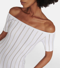 Gabriela Hearst Striped off-shoulder virgin wool maxi dress