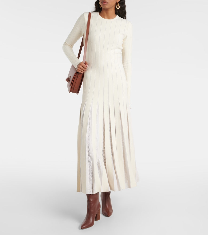 Gabriela Hearst Walsh pleated wool and silk midi dress