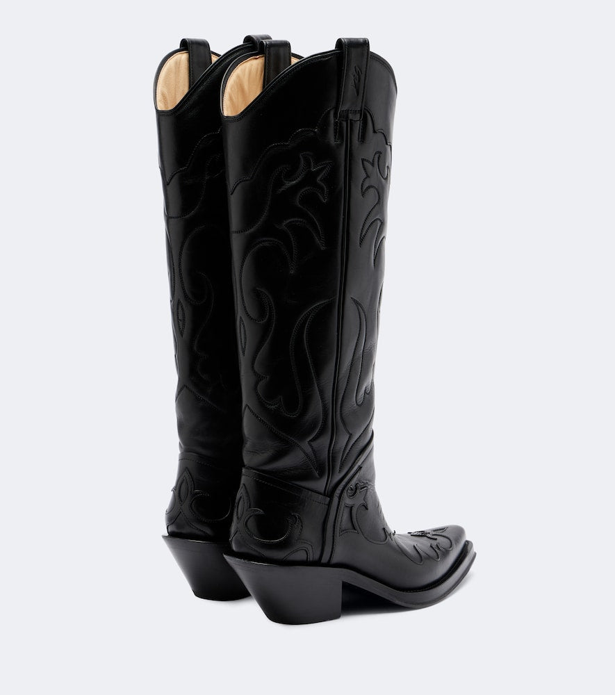 Black Gabriela Hearst Capitana leather cowboy boots - Mid Heel Boots
