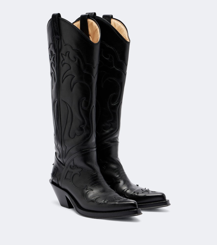 Black Gabriela Hearst Capitana leather cowboy boots - Mid Heel Boots