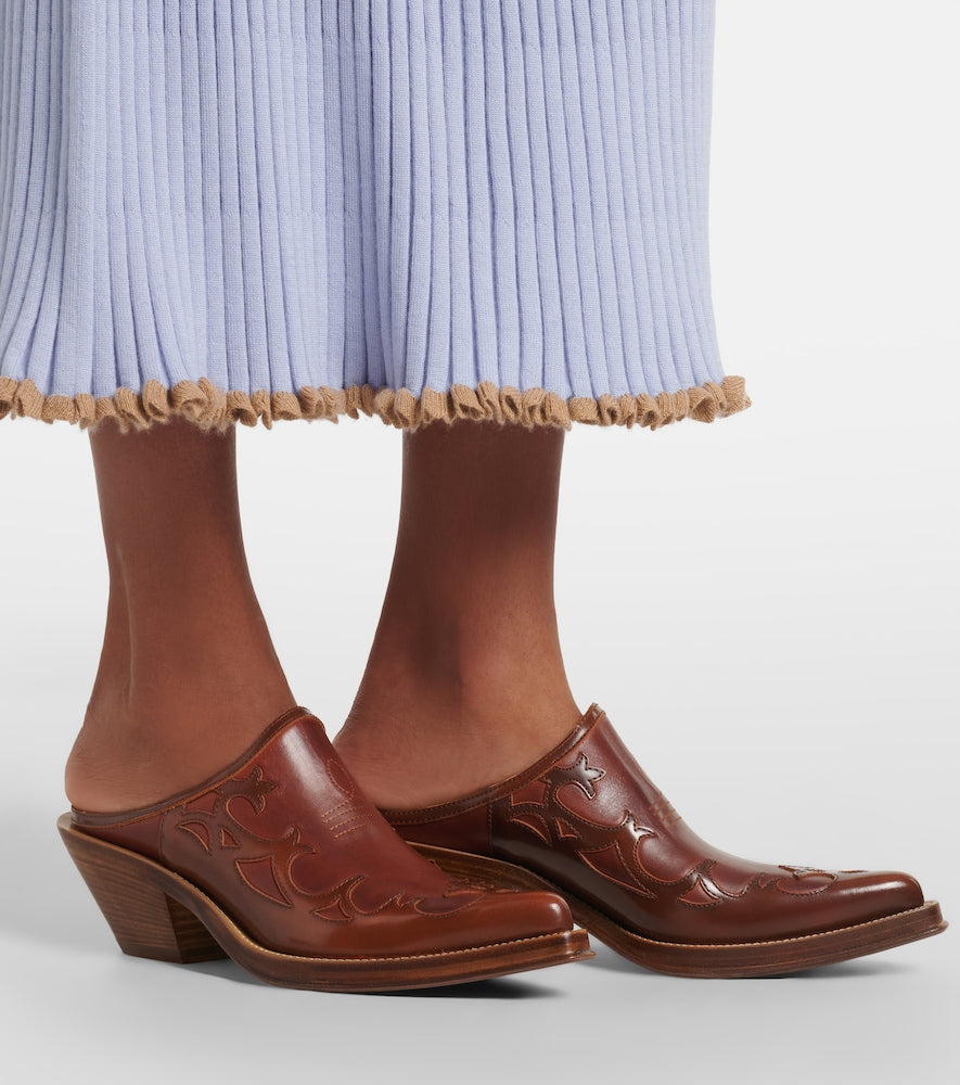 Brown Gabriela Hearst Temperance leather mules - Mid Heel Pumps