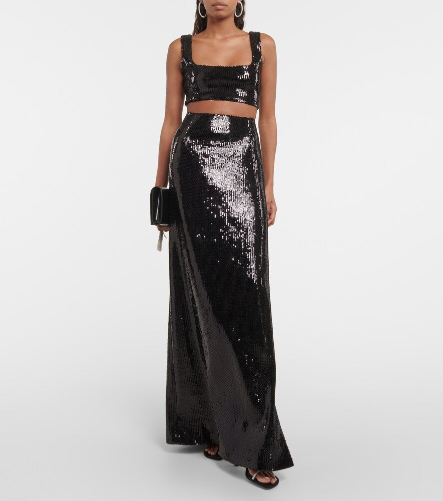 Galvan Beating Heart sequined maxi skirt