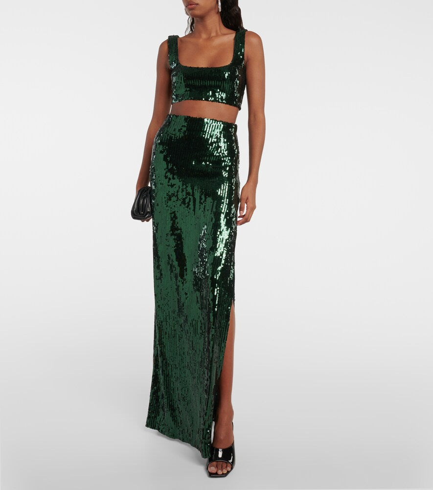 Galvan Beating Heart sequined maxi skirt