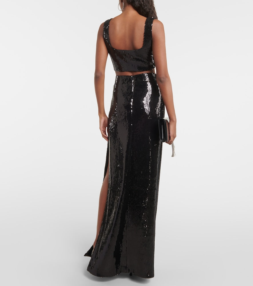 Galvan Beating Heart sequined maxi skirt