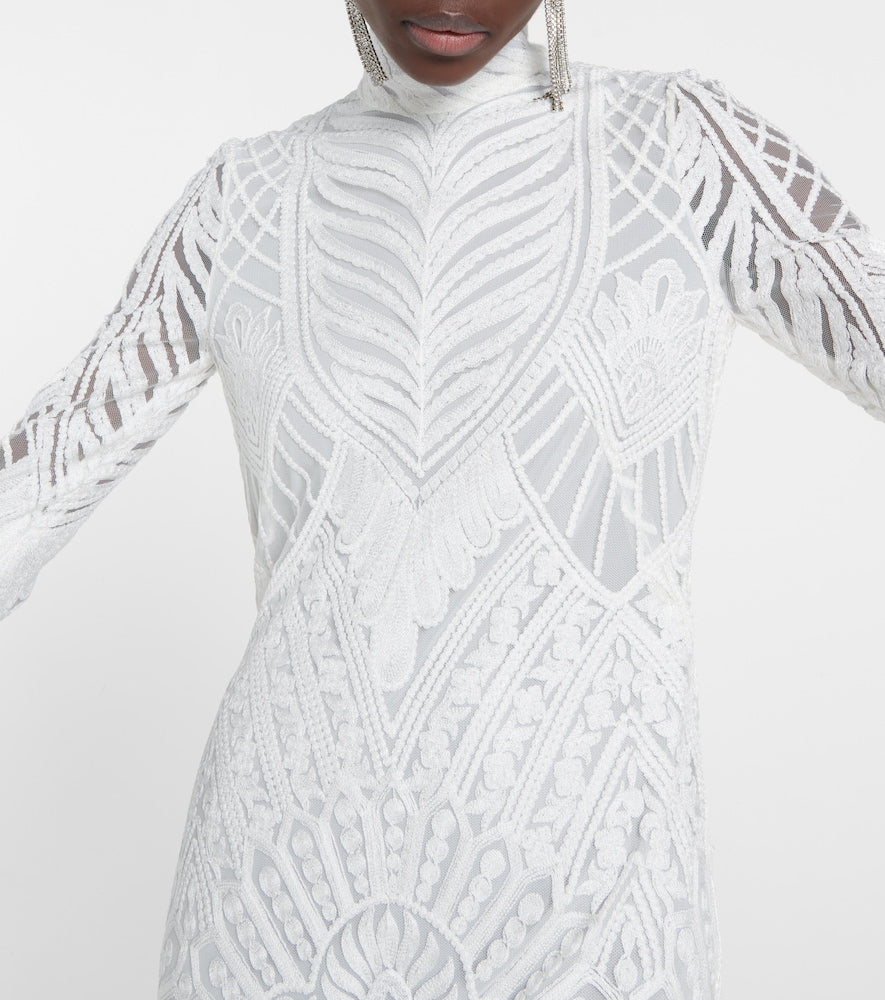 Galvan Bridal Borghese backless lace midi dress