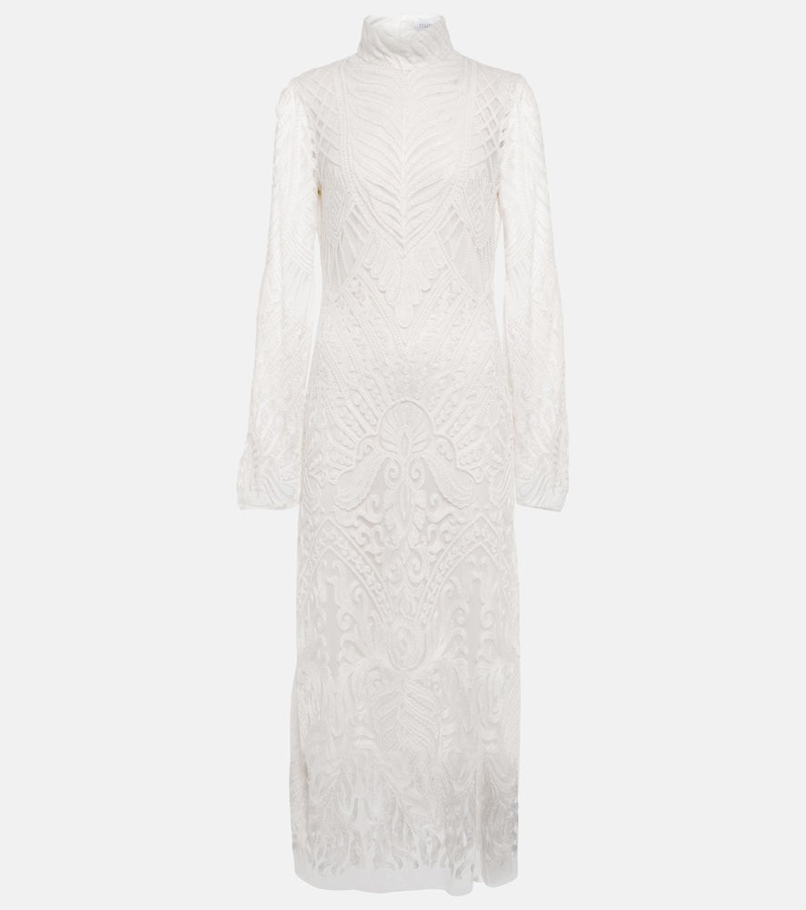 Galvan Bridal Borghese backless lace midi dress. Galvan Bridal Borghese 露背蕾丝中长连衣裙